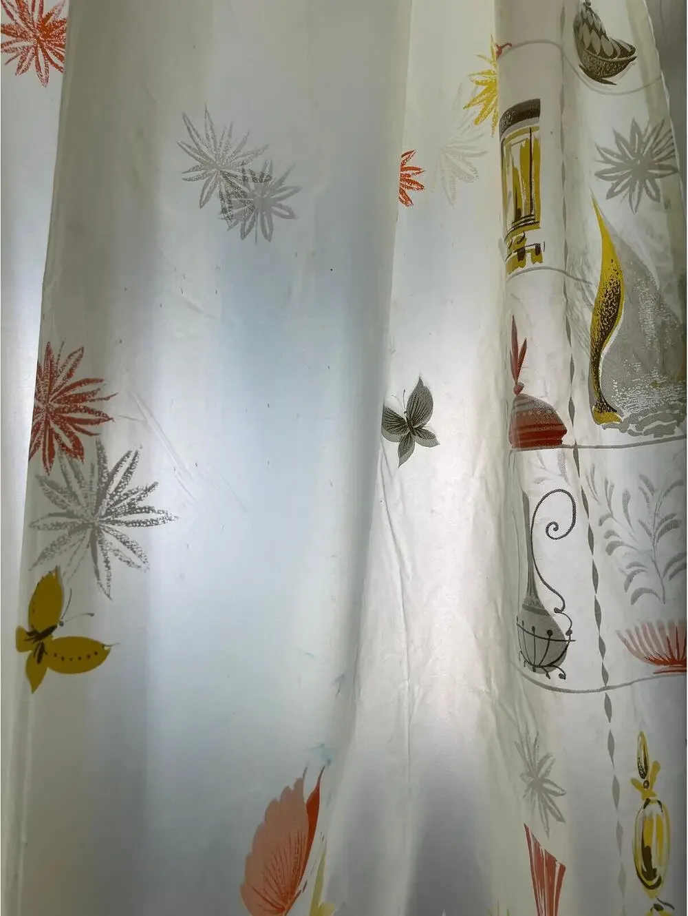 Vintage Plastic Camper Curtain: 1960s Mid Century Starburst Design